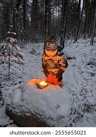 fire in the winter forest