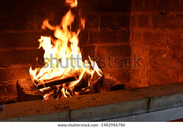 Fire Wood Burning Oven Fire Stone Stock Photo Edit Now 1482986786