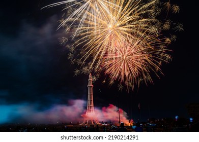 fire works during independence day at Lahore  , 14 august 2022 independence day of Pakistan  - Shutterstock ID 2190214291