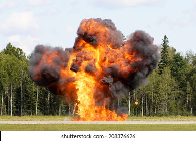 Fireball Forming Out Of An Explosion In A Outdoor Field 