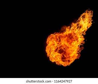 Fireball Isolated On Black, Flame Ball, Fire Texture