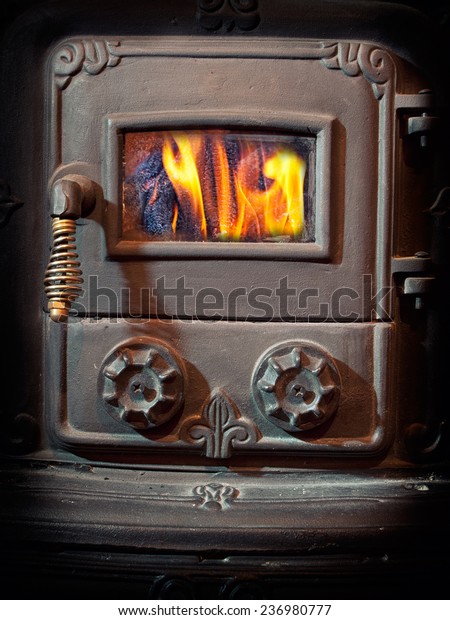 Firebox Door Retro Wood Burning Stove Stock Photo Edit Now 236980777