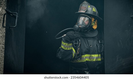 firefighter at a fire school training class