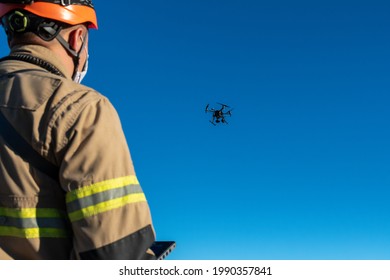 firefighter flying rescue big drone