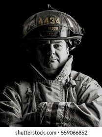 Firefighter Portrait Sepia