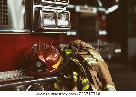 Firefighter truck and gear Stock foto © 