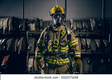 Firefighter wearing the protection gear