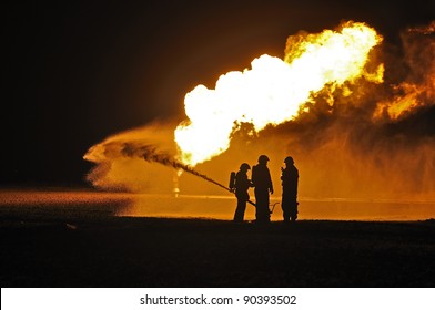 Firefighters In Action After A Gas Explosion