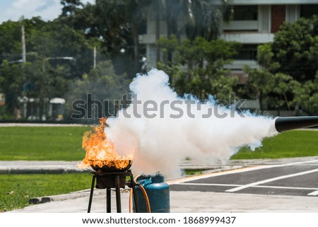 Firefighters are demonstrating fire fighting
