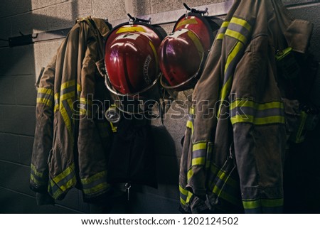 Firefighters gears in the firestation