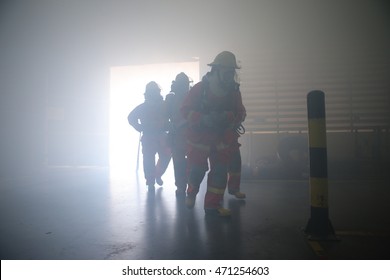 Firefighters Practices Search And Rescue Operations