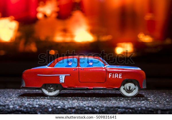 Firefighters vintage toy\
car