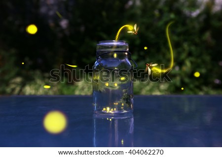 Fireflies in a jar.