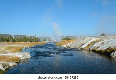 Firehole River And Steam Vents