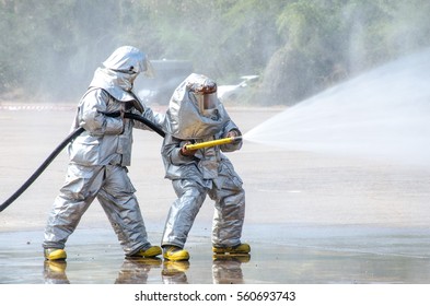 Fireman Emergency Firefighter Water Gun Stock Photo 560693743 ...