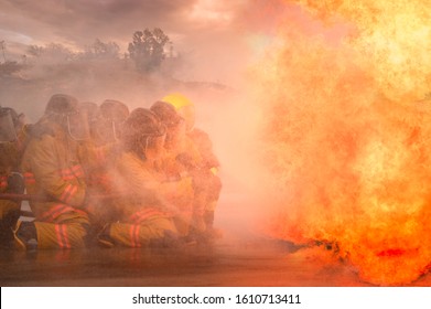 Fireman Fighting A Bush Fire In Australia