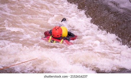 Fireman Are Training Swiftwater Rescue