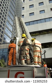 Firemen During Fire Drill In One Of Metro Manila's Cities