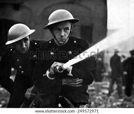 Firemen training in a combined war exercise over in greater London in 1939.