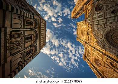 Firenze, FirenzeItaly - June 2020: A Bottom Up View Of Piazza Del Duomo In Firenze