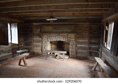 Fireplace In A Cabin