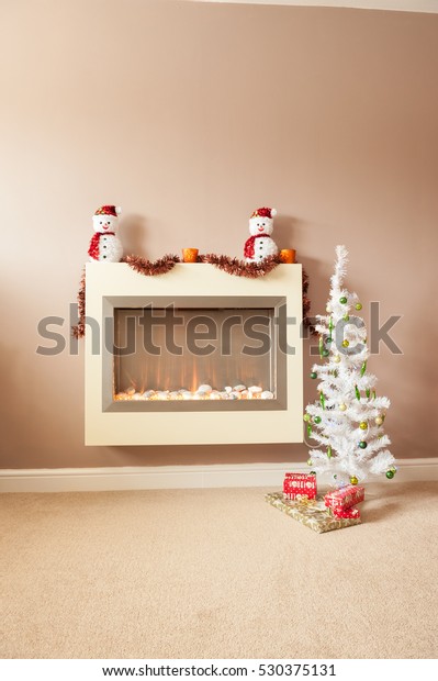 Fireplace Christmas Modern House Electric Fire Stock Photo Edit