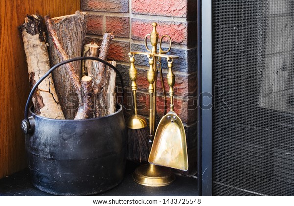 Fireplace Decor Arranged Cozy Rustic Way Royalty Free Stock Image