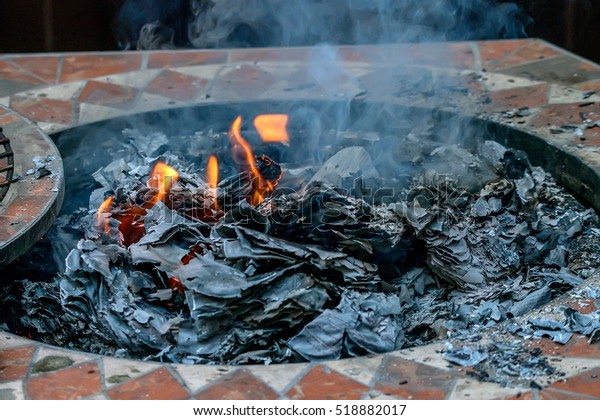 Fireplace Fire Ashes Stock Photo Edit Now 518882017