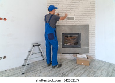 Brick Wall Fireplace Images Stock Photos Vectors Shutterstock