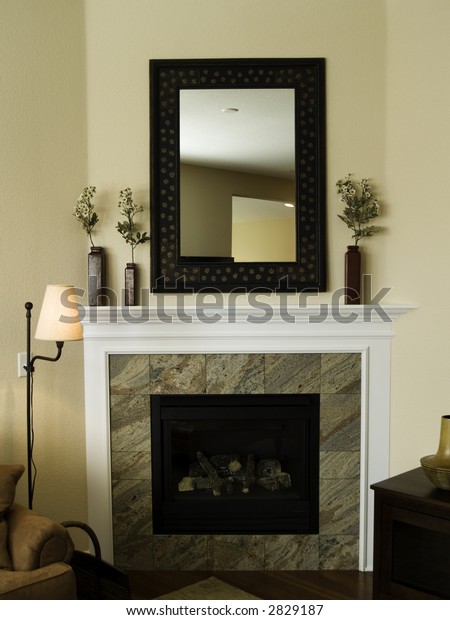 Fireplace Mantel Mirror Stock Image Download Now