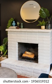 Fireplace With Mantle And Mirror 