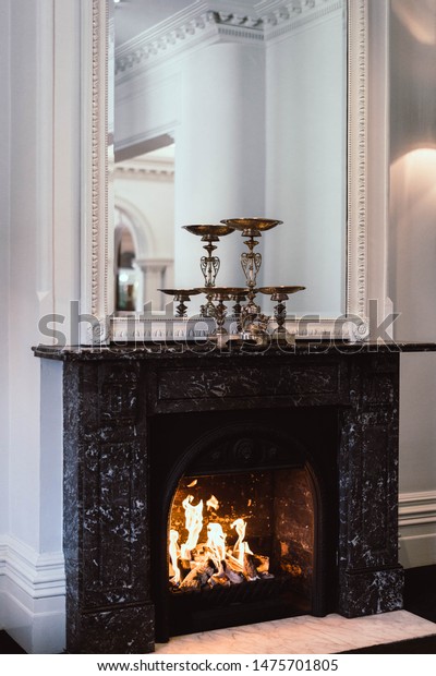 Fireplace Mirror Older Building Stock Photo Edit Now 1475701805