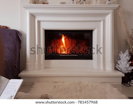 fireplace modern with white marble fire  for background