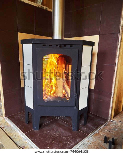 Fireplace Newly Built Frame House Stock Photo Edit Now 744064108