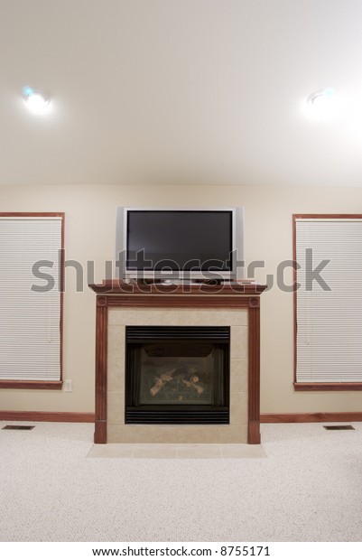 Fireplace Plasma Tv Stock Photo Edit Now 8755171