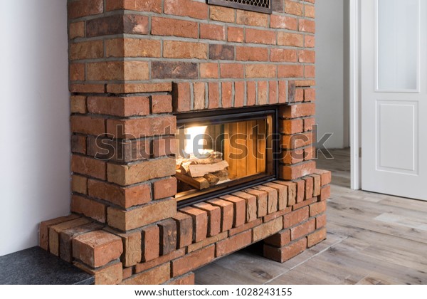 Fireplace Red Bricks Modern Home Stock Photo Edit Now 1028243155