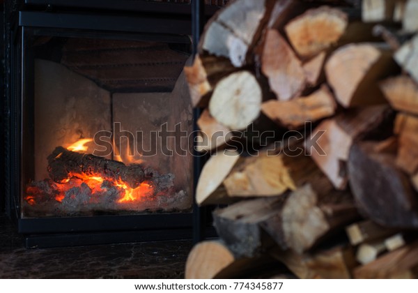 Fireplace Stack Firewoods Stock Photo Edit Now 774345877