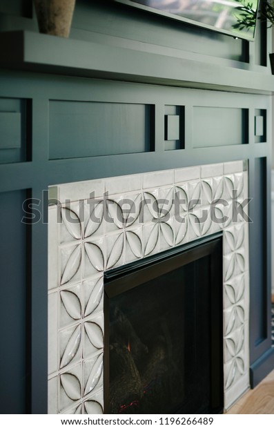 Fireplace Tile Surround Interiors Stock Image