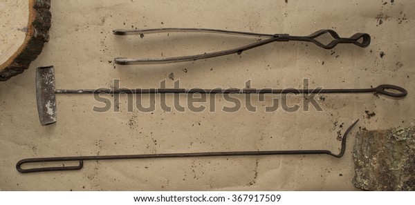 Fireplace Tools Poker Tongs Shovel Firewood Stock Photo Edit Now