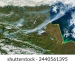 Fires in Manitoba. Wildfire was burning just west of Hudson Bay on June 26, 2013. Elements of this image furnished by NASA.
