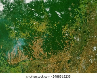 Fires and smoke in Mato Grosso, Brazil.  Elements of this image furnished by NASA. - Powered by Shutterstock