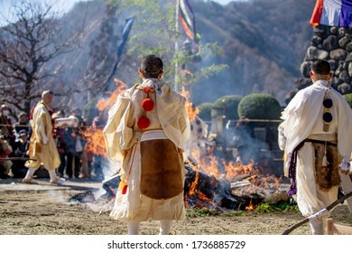 Firewalking Goma(Buddhism Event) Of Shinano-Hiei In Achi, Nagano, Japan.