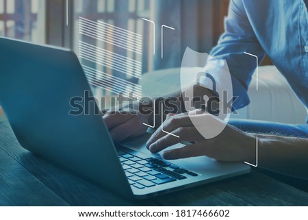 firewall and internet security concept, secured access to user personal data information, cybersecurity