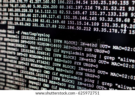 Firewall system log blocking attacker ip. system log linux server with cronjob and firewall ufw notice