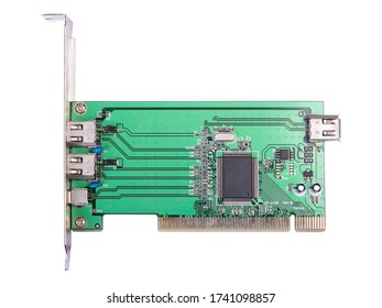Firewire 1394 PCI controller card isolated on white background
