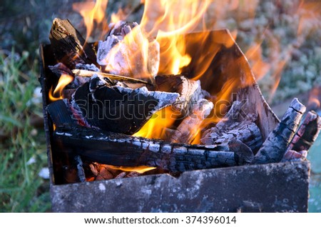Firewood in the brazier 