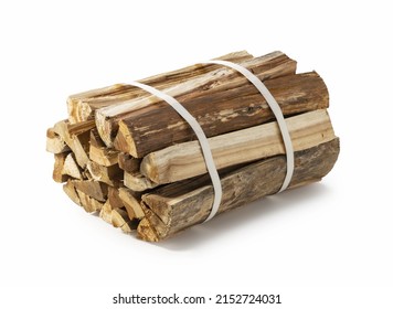 Firewood In Bundles Placed On A White Background