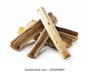 Firewood In Bundles Placed On A White Background