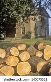 Firewood In Front Of Rural Home, South Bend, Indiana