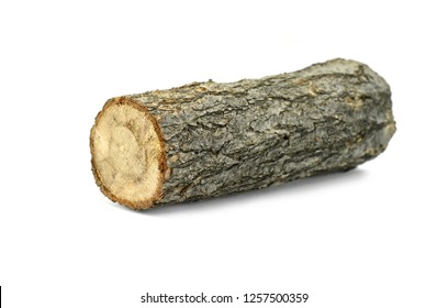 Firewood isolated on white. Oak Log Isolated on a white. Log fire wood isolated on white background with clipping path. Wooden obsolete log. - Shutterstock ID 1257500359